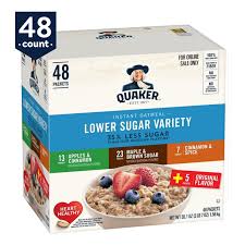 Cereals, quaker, quick oats, dry nutrition facts & calories. Quaker Instant Oatmeal Lower Sugar 4 Flavor Variety Pack Individual Packets 48 Count Walmart Com Walmart Com