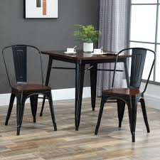 3 piece counter height dining set faux marble table 2 chairs kitchen bar. Homcom 3 Piece Industrial Style Dining Table Chair Set Square Desk High Back Barstool With Wood Top Metal Frame Overstock 32666474
