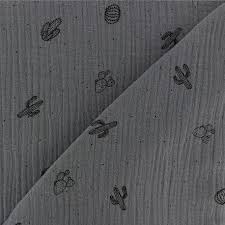 Also available with our exclusive made to measure curtain service. Patterned Double Gauze Cotton Fabric Dark Grey Cactus Mpm