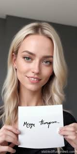 Vega Thompsons Selfie with Handwritten Meggy Paper | Stable Diffusion  Online