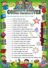 Comparatives worksheets and online activities. Comparatives True Or False Esl Exercise Worksheet Comparative Adjectives Worksheet Comparative Adjectives Adjectives