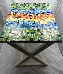 Rectangular Mosaic Side Table Mosaic Furniture Mosaic Tile Art Mosaic Table