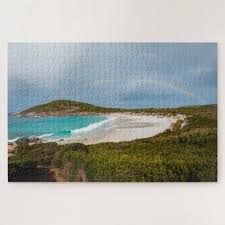 Prints of or, oregon coast, meyers creek beach, near gold beach, shoreline and seastacks ♥ jigsaw puzzles, photographic prints, framed photos, . Paradise Beach Bay With Rainbow 1014 Pieces Jigsaw Puzzle Zazzle Com In 2020 Beach Paradise Jigsaw Puzzles Sea And Ocean