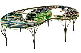 Table With Art Glass In Brilliant Peacock Peacock Decor Peacock Home Decor Furniture