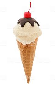 Vanilla Sundae Ice Cream Cone With Hot Fudge And Cherry On Top Ice Cream Sundae Sundae Ice Cream Cone