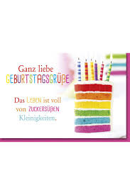 Die musik ist die sprache der leidenschaft. Geburtstagskarte Mit Spruch Bunt Gestreifter Kuchen