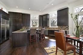 Smoke glass subway tile stained kitchen cabinets contemporary. 46 Gorgeous Kitchens With Dark Cabinets Love Home Designs Dark Wood Kitchens Wood Floor Kitchen Dark Wood Kitchen Cabinets