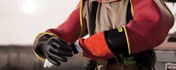 This class of gloves should be made from nonconductors i.e. Insulated Rubber Gloves Honeywell