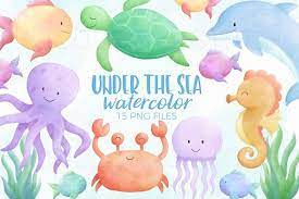 Under The Sea Watercolor Designs Sealife Watercolor Under The Sea Drawings Sea Drawing