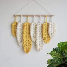 Free shipping on all orders over $35. Feather Woven Boho Wall Macrame In 2021 Feather Wall Hanging Macrame Wall Art Feather Wall Decor