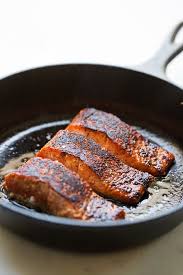 Typically a cast iron pan is used and once the fish/meat is oiled & seasoned it's. Blackened Salmon Tacos With Jalapeno Lime Crema Little Spice Jar