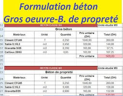 Formulation Gros Beton Beton De Proprete Beton Dose A 350kg Lecture De Plan Beton Calcul Beton