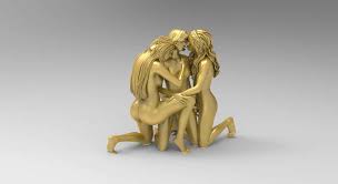 STL file naked women trio love ❤️‍🔥・3D printable model to download・Cults