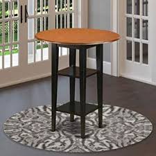 Counter height seating ranges between 24 to 28 inches from the seat to the floor. East West Furniture Sudbury Round Counter Height Table With Two Shelves In Black Cherry Finish