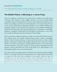 As an unknown author once wrote: The Mobile Phone A Blessing Or A Curse Free Essay Example