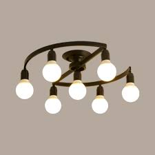 It's made from metal and features a rectangular canopy, short downrod, and short spikey arms, all awash in a metallic finish. Creative Orb Semi Flush Mount Light Metal 7 9 Lights Black Ceiling Light For Restaurant Bedroom Beautifulhalo Com