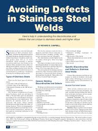 Avoiding Defects In Stainles Steel Welding