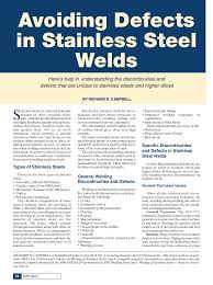 avoiding defects in stainles steel welding