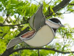 Bird Sitting On Window Sill Meaning Stained Glass 3d Chickadee Suncatcher Ornament By Clearerimage 19 95 Stained Glass Stained Glass Ornaments Stained Glass Birds