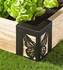 My other raised beds are framed with cinderblock, so this is a new venture. Steel Raised Garden Bed Corner Brackets In Butterfly Design Set Of 4 Plowhearth