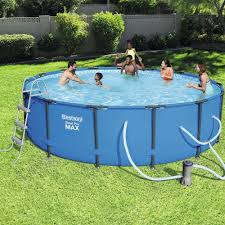Pro Max 15 Ft Round 42 In Steel Swimming Pool Set Blue Above Ground Swimming Pools Swimming Pool Filters Swimming Pools