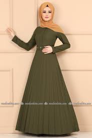 Moda Selvim Piliseli Kemerli Elbise 2185ms212 Haki Elbise Modelleri Elbise Moda