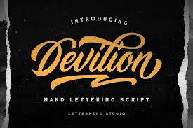 Going too far with typography, just as with color will generate inconsistency and script fonts have such a wide range of emotion. Devilion Hand Lettering Script 369472 Script Font Bundles Lettering Vintage Fonts Script