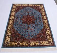 blue silk oriental turkish design rug