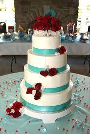 Pin By Rachael Marsceau On Gifts Parties Showers Cakes Wedding Cake Red Turquoise Wedding Cake Wedding Cakes Blue