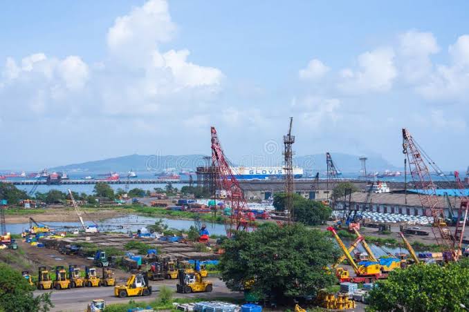 Mumbai, August 2019, India: Downtown View of Mumbai Port Area. Busy Crane and Truck Working in Dock Area of Mumbai Editorial Photography - Image of fishing, empty: 159064967