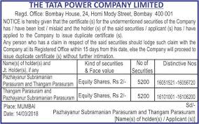 In order to replace the physical certificate, the shareholder will need to contact the company's stock transfer agent. Equity Company Shares Lost Ad Starts 890