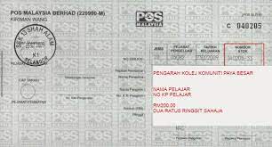 Wang pos rm 30.00 atas nama kolej yayasan melaka sdn. Yuran Kolej Komuniti Paya Besar