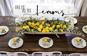 Blog Cotton Stem Lemon Kitchen Decor Farmhouse Table Decor Summer Dining
