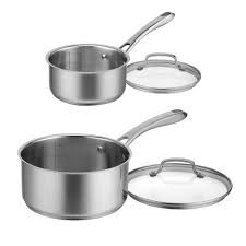 The cuisinart chef's classic stainless steel cookware set comes with 10 useful, stainless steel pots and pans including 2 skillets, a saute pan, 2 the tops of the lids have stainless steel, wide fitting handles that are easy to grip and lift even while wearing oven mitts. Cuisinart Classic 4pc Stainless Steel Saucepan Set Target