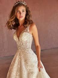 Princess Beaded A Line Thalia Style D8208 By Val Stefani Elegant Bride Wedding Dresses Glamorous Wedding