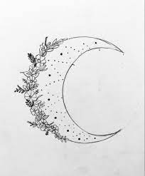 Moon Tattoo Crescent Moon Tattoo Moon Flower Tattoo Floral Crescent Moon Tattoo