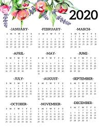 2020 Free Year At A Glance Printable Di 2020 Perencanaan Seni Buku Objek Gambar