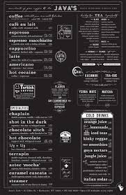 Javas Type Menu Javas Coffee Shop Menu Restaurant Menu Design Menu Restaurant