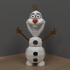 Olaf Paper 3d Model Papercraft Olaf Diy Model 3d Papecraft Etsy Paper Crafts Paper Models Diy Snowman