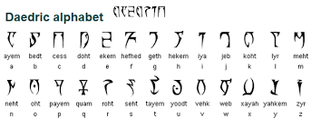 The Daedric Alphabet Is Used In A Series Of Computer Games Known As The Elder Scrolls Produced By Bethdesa Softwo Lettering Alphabet Ancient Alphabets Alphabet