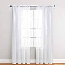 Amazon Com White Sheer Curtains 95 Inches Long For Living Room Rod Pocket Drapes For Bedroom Voile Wind White Sheer Curtains Living Room Drapes White Curtains