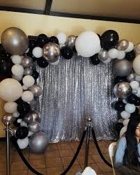 Backdrop Black And Gold 50th Birthday Party Decorations Balloon Background Background Balloon Graduationdecorationdiy Balloon Decorations Party Silver Party Decorations 18th Birthday Party