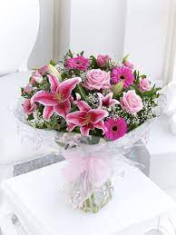 Sending flowers overseas from uk. Baby Girl Hand Tied With Bailey Bear Interflora New Baby Flowers Flower Delivery Rose Bouquet