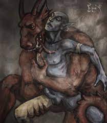 2boys bald bald man daedra demon horns elf erection male molag  bal morrowind multiple males muscular muscular male red sex the elder  scrolls tongue out two tone body vivec