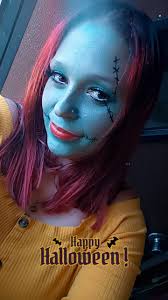 I couldn't find a way to have sally face paint so I did the best I could  but I love my Halloween costume!