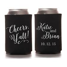 Fall Wedding Favors Cheers Y All Personalized Rustic Etsy Personalized Wedding Koozies Wedding Favors Fall Southern Wedding Favors
