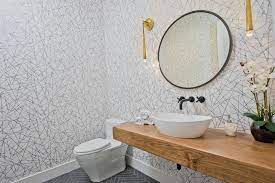 When it comes to choosing your vanity, a piece like this 36'' single vanity is ideal for putting the finishing touches on your master bath or powder room. Contemporary Powder Room With Wallpaper Floating Vanity Hgtv