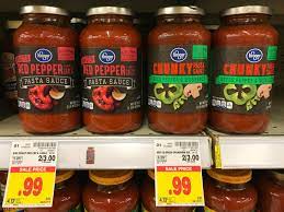 Seeing barilla pasta sauce is only $1.49 each at kroger is making me want a spaghetti dinner. Kroger Brand Pasta Sauce Only 0 74 At Kroger Reg 1 50 Kroger Krazy