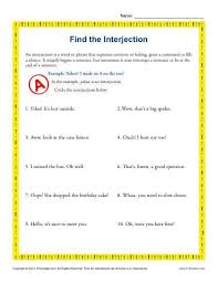 Find The Interjection 5th Grade Grammar Worksheets Grammar Worksheets Interjections 5th Grade Grammar