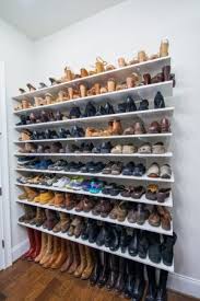I know it's a little unconventional, but it's how my brain works! 19 Ways To Organize Your Shoe Clutter On A Tight Budget Closet Shoe Storage Diy Closet Shelves Diy Closet